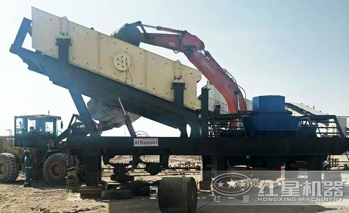 紅星移動(dòng)制砂機(jī)現(xiàn)場