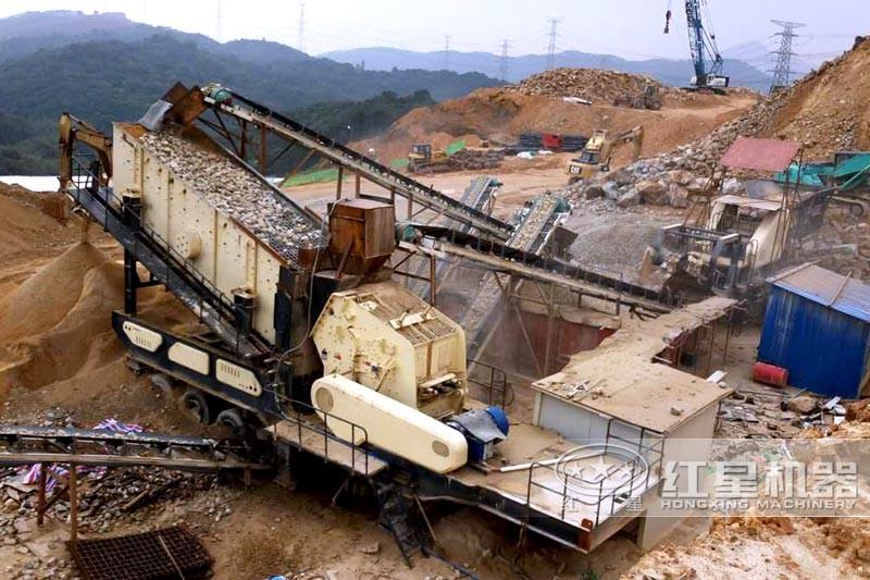 大型破碎、制砂加工現(xiàn)場